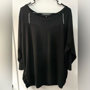 ADRIENNE VITTADINI | Black Blouse with Silver Accents